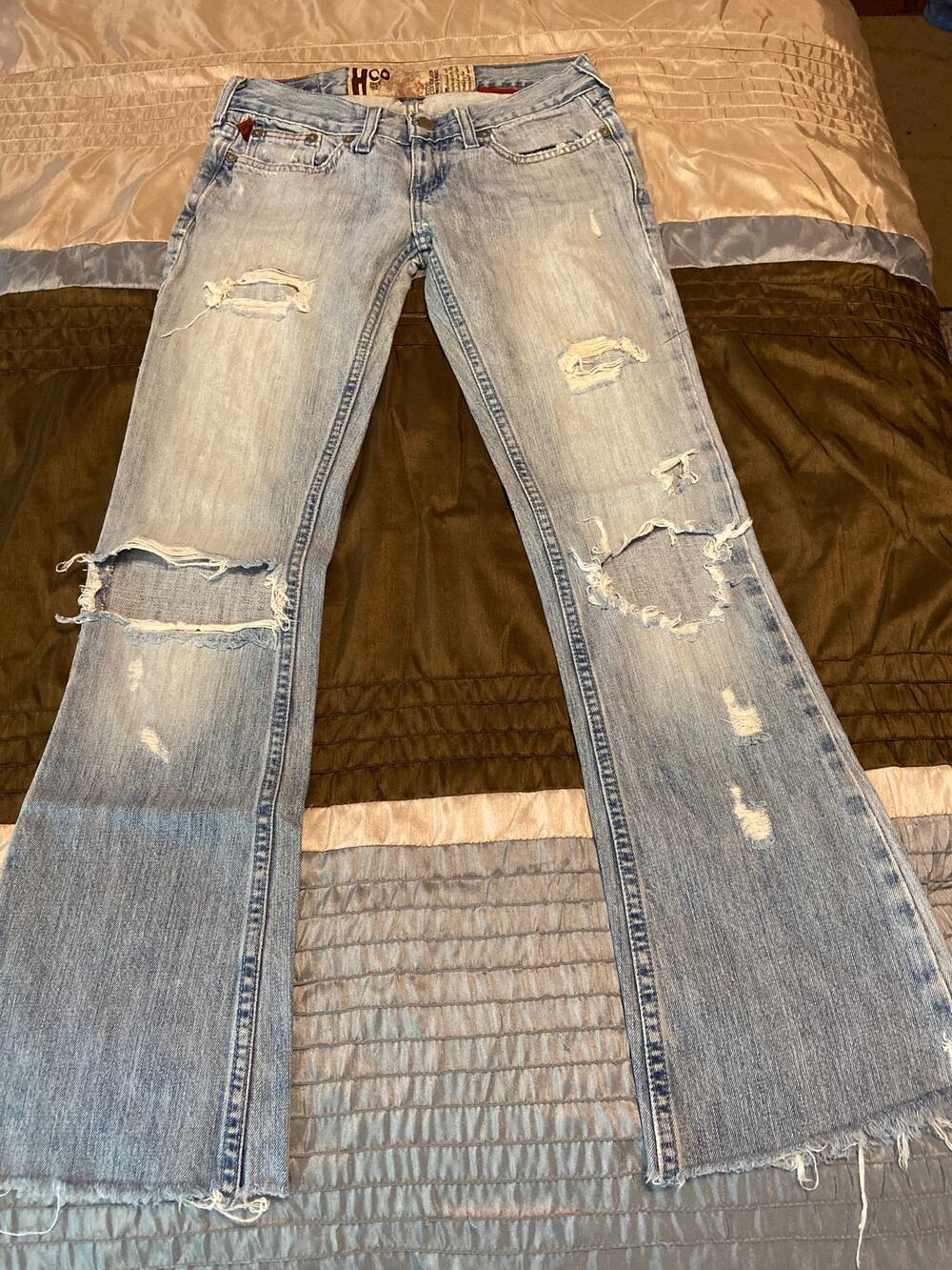 Hollister Y2K destroyed distressed low rise jeans Size 0S Flare